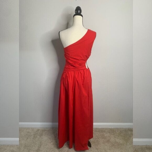 NWT Abercrombie & Fitch Red One-Shoulder Cutout Maxi Dress - Picture 8 of 13